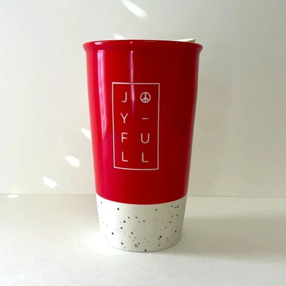 Starbucks | Dining | Starbucks 2oz Joy Full Joyful Ceramic Mug Tumbler Red  217 Christmas Holiday | Poshmark